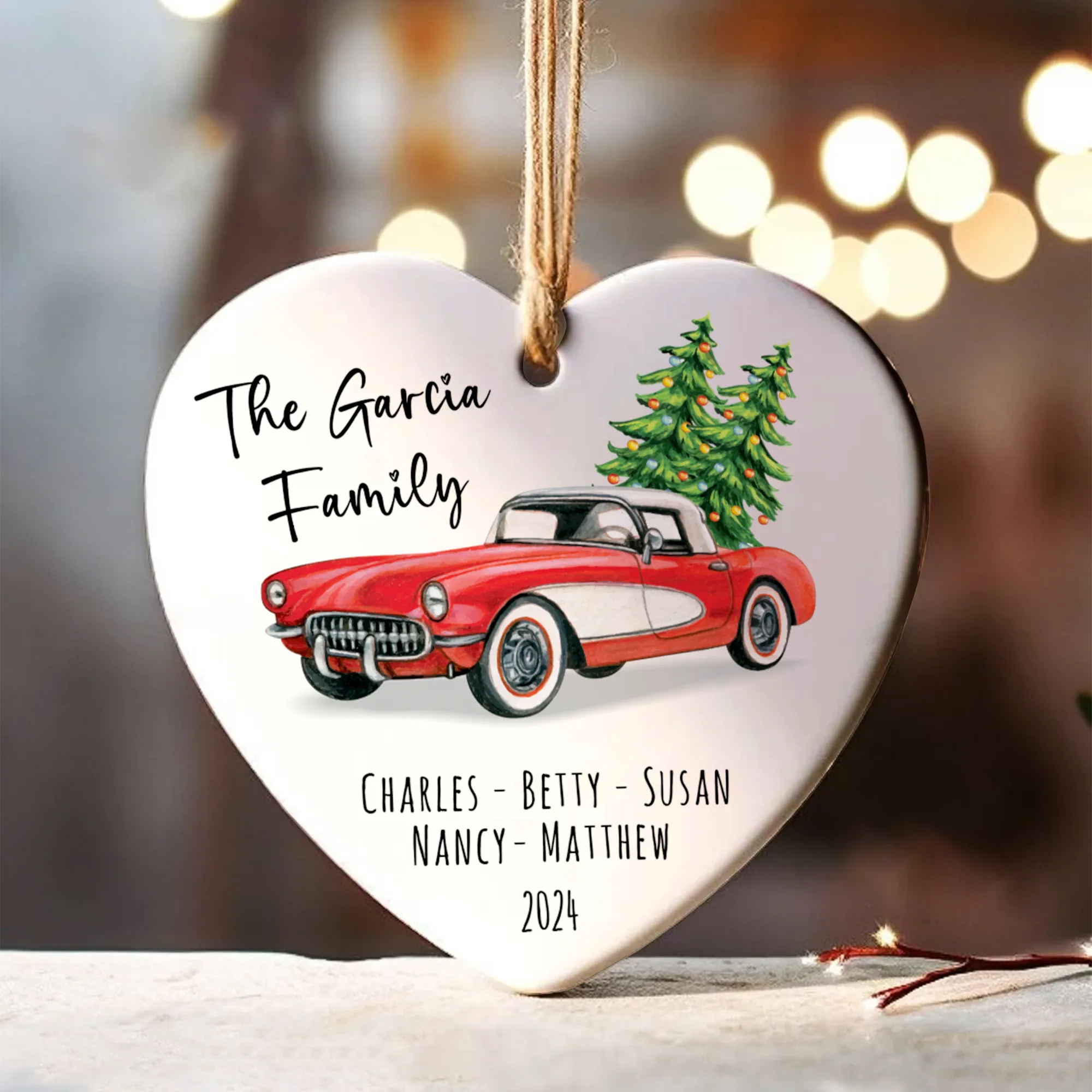 Personalized Family Christmas Ornament, Family Ceramic Ornament CY02-2