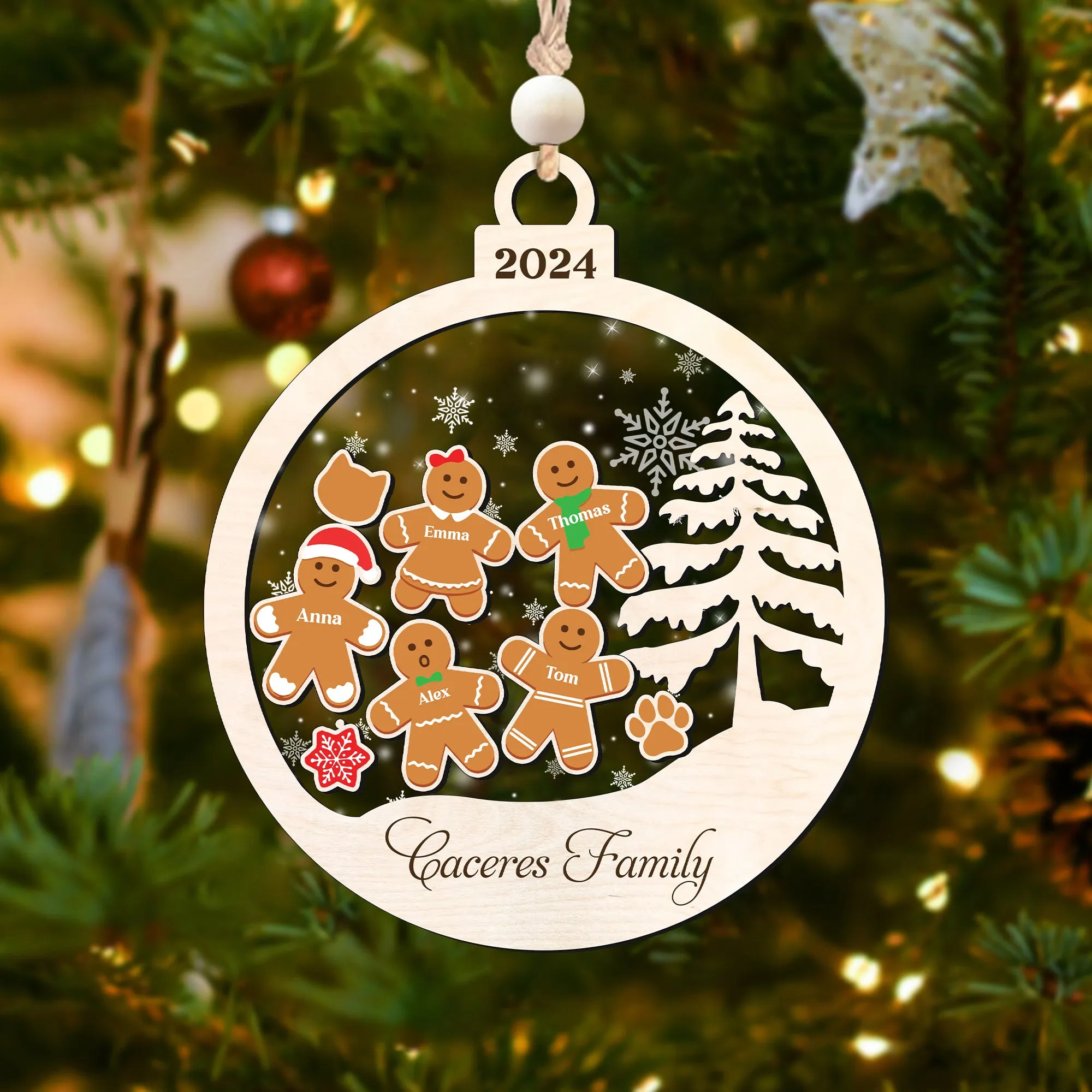 Personalized Family Christmas Ornaments, Gingerbread Ornament For Family CF222