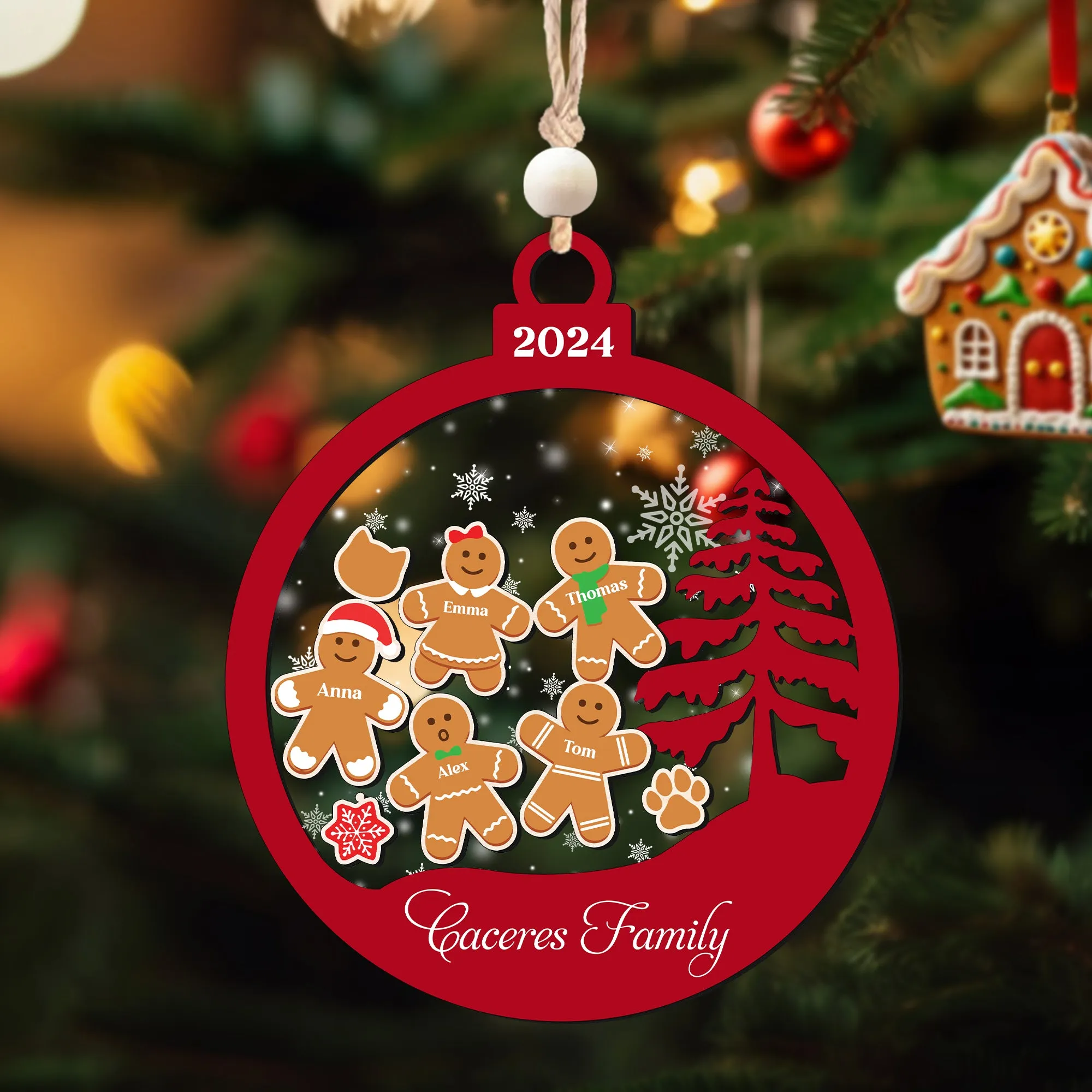 Personalized Family Christmas Ornaments, Gingerbread Ornament For Family CF222