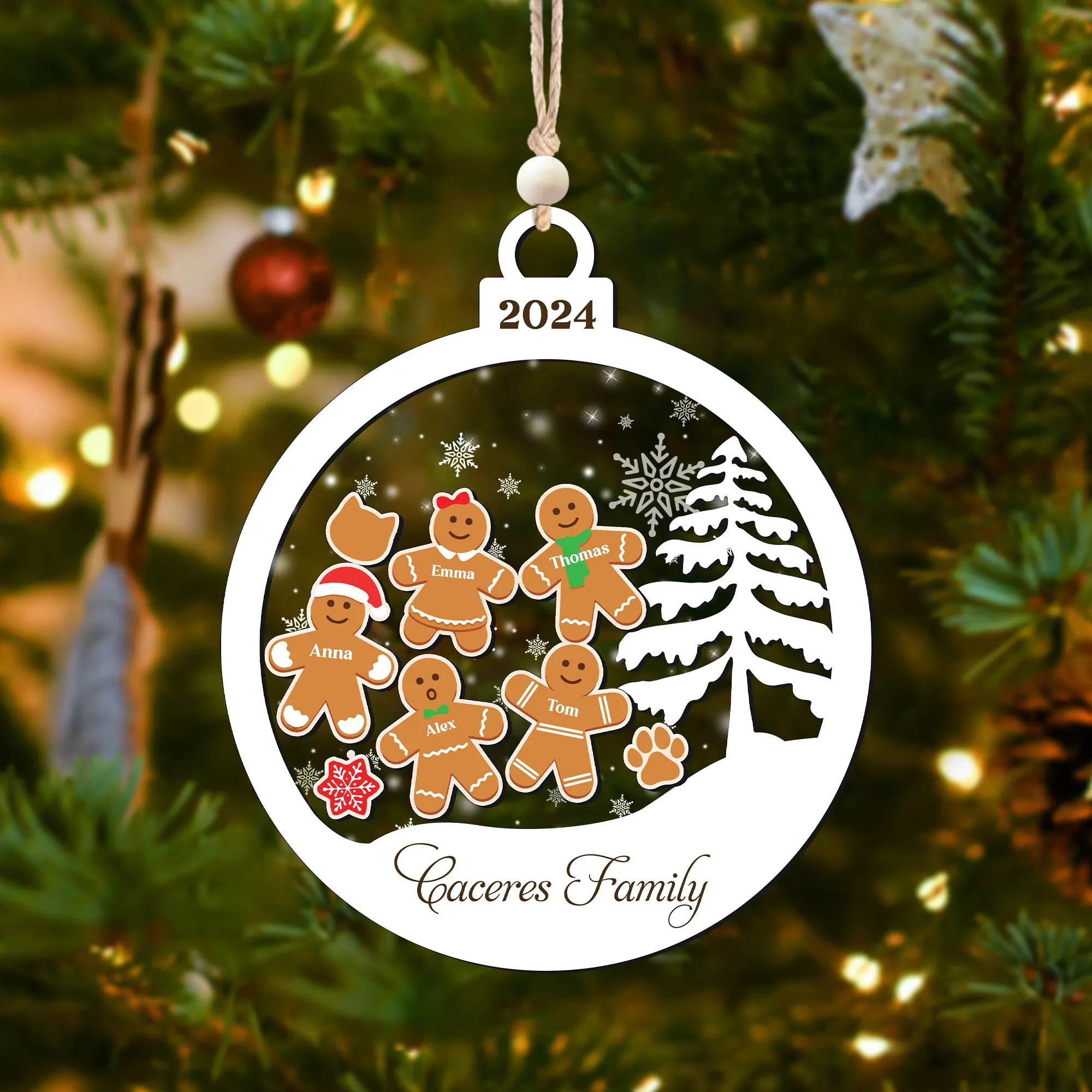 Personalized Family Christmas Ornaments, Gingerbread Ornament For Family CF222