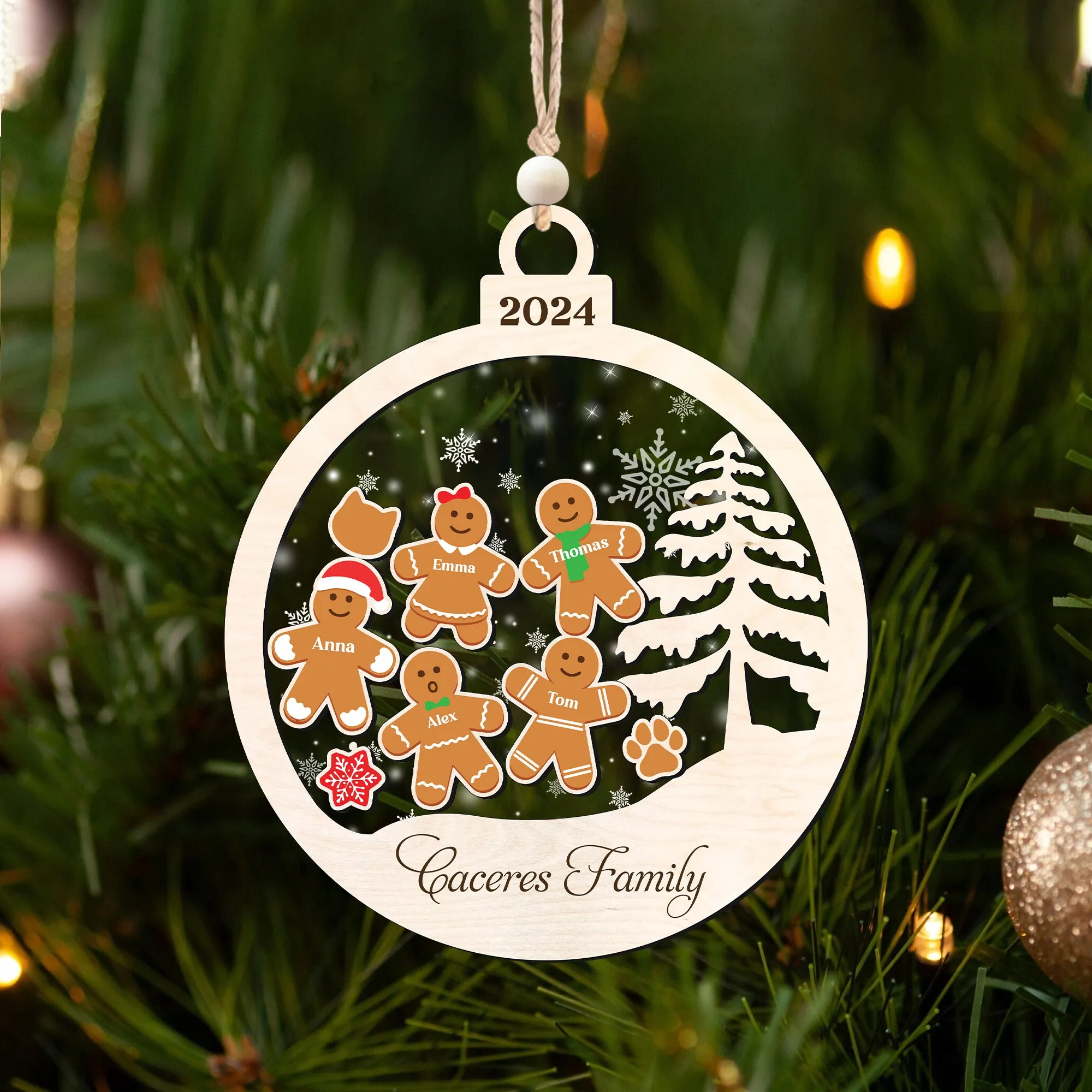 Personalized Family Christmas Ornaments, Gingerbread Ornament For Family CF222