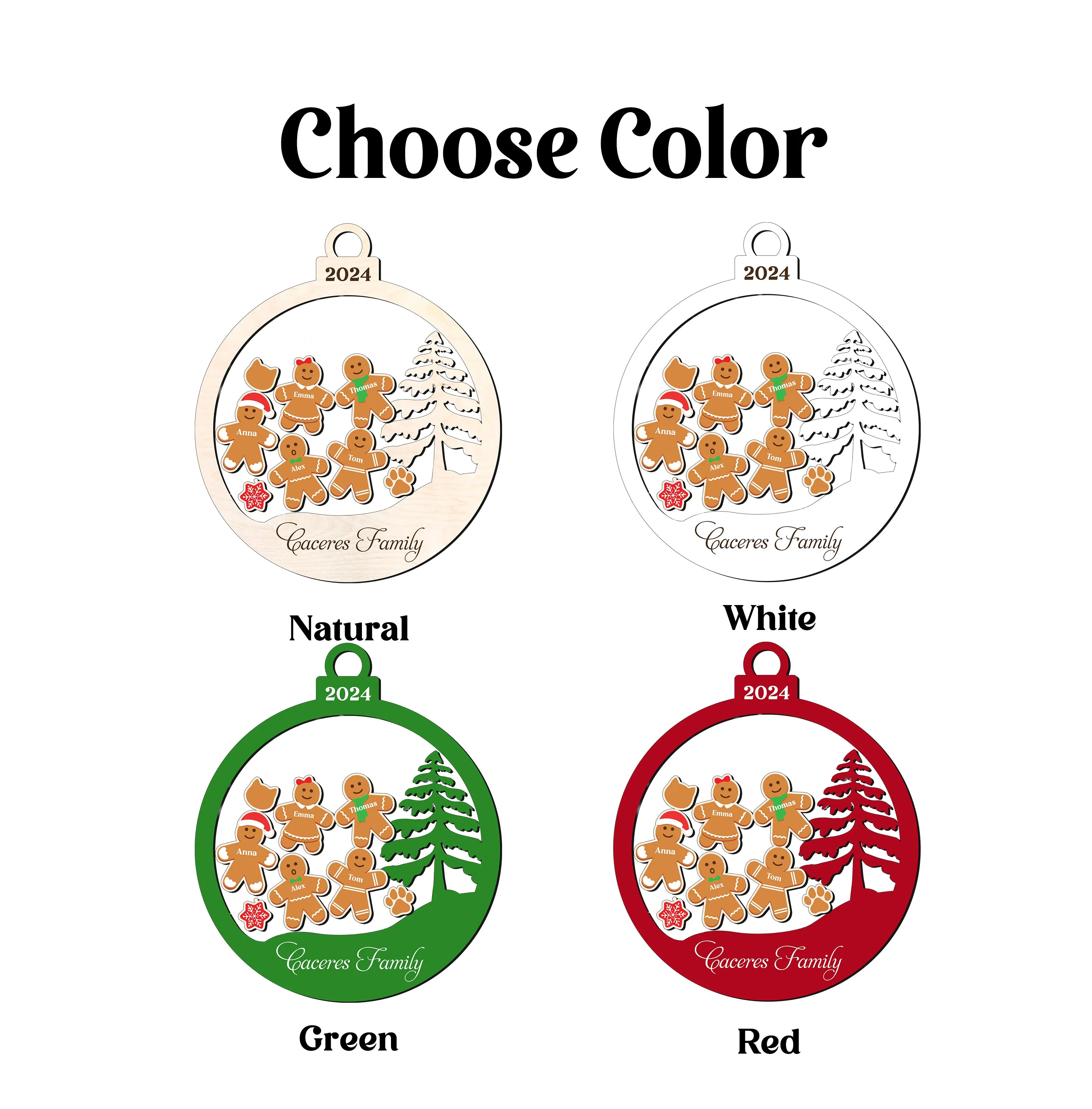 Personalized Family Christmas Ornaments, Gingerbread Ornament For Family CF222