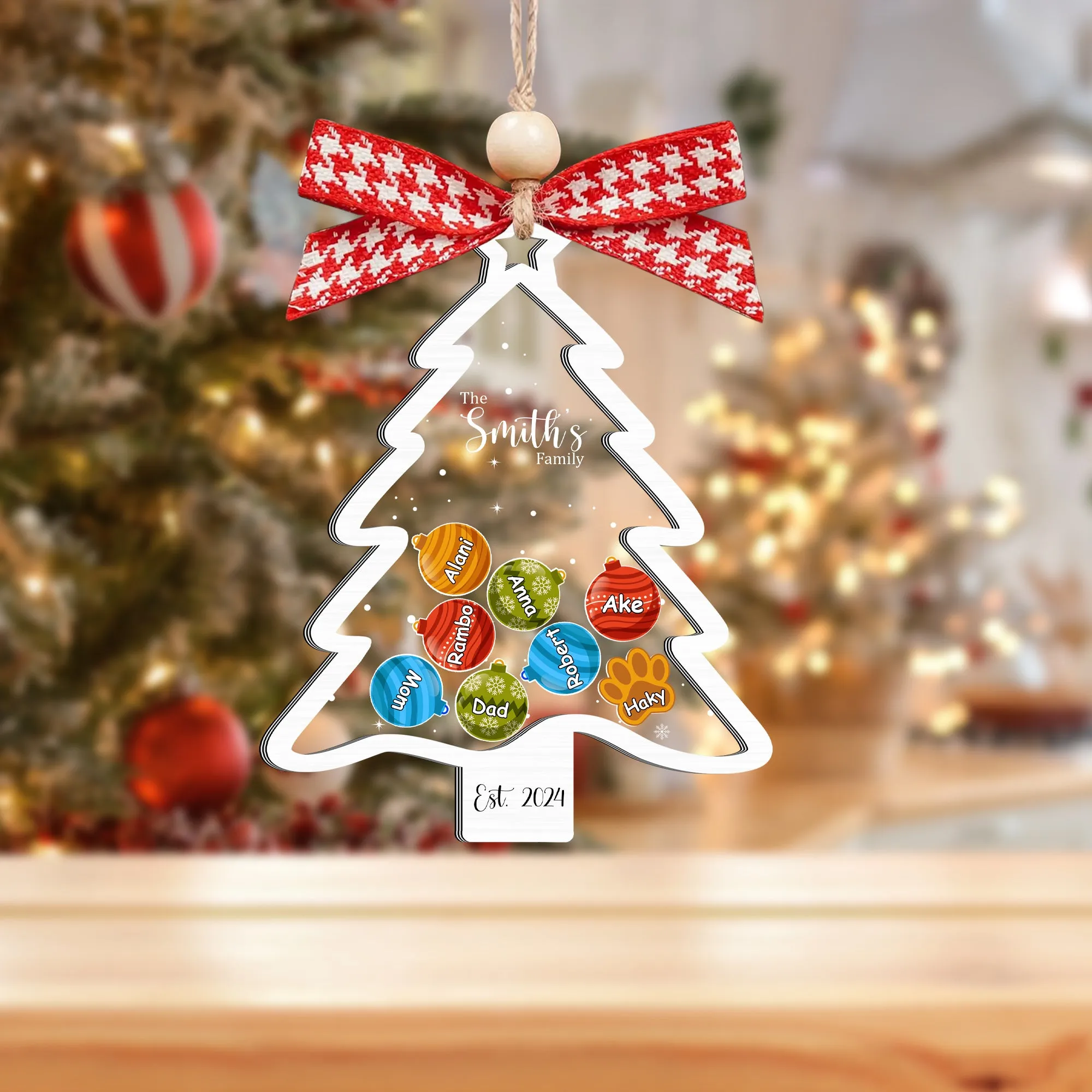 Personalized Family Christmas Tree Ornament, Family Gift 5 Layers Shake Ornament CF109