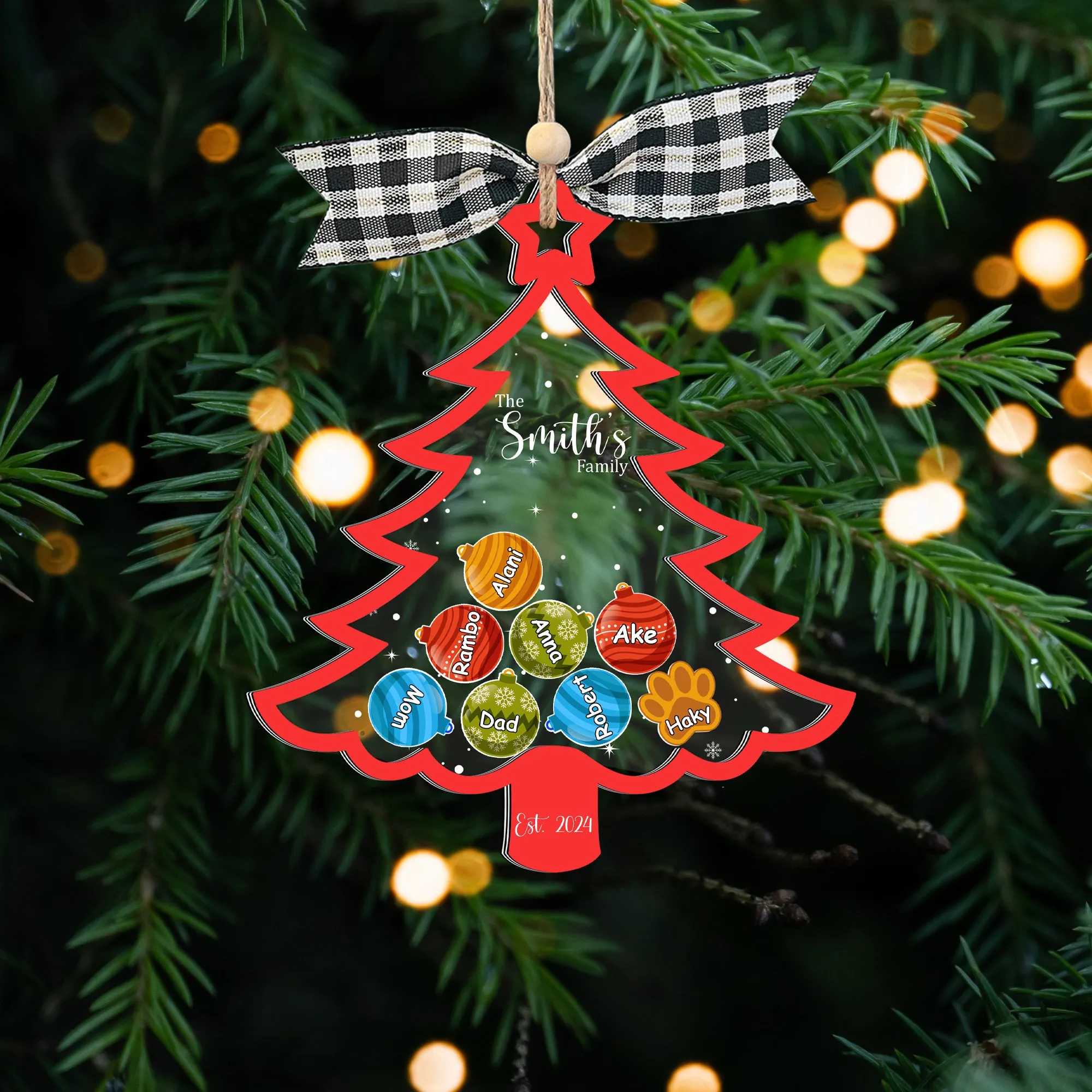 Personalized Family Christmas Tree Ornament, Family Gift 5 Layers Shake Ornament CF109