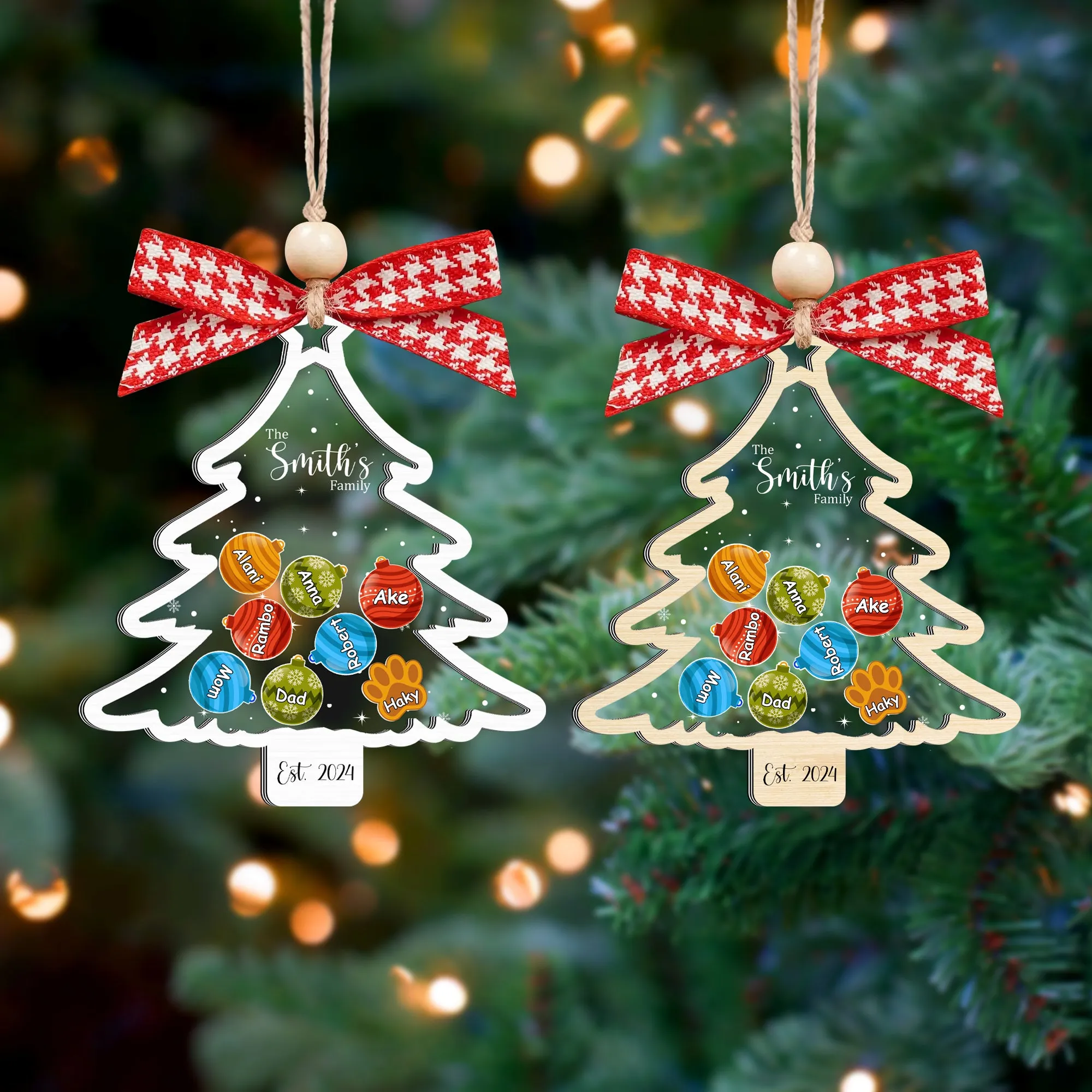 Personalized Family Christmas Tree Ornament, Family Gift 5 Layers Shake Ornament CF109