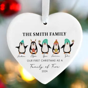 Personalized Family of 4 Ornament, Personalized Heart Shaped Ornament CY02-13