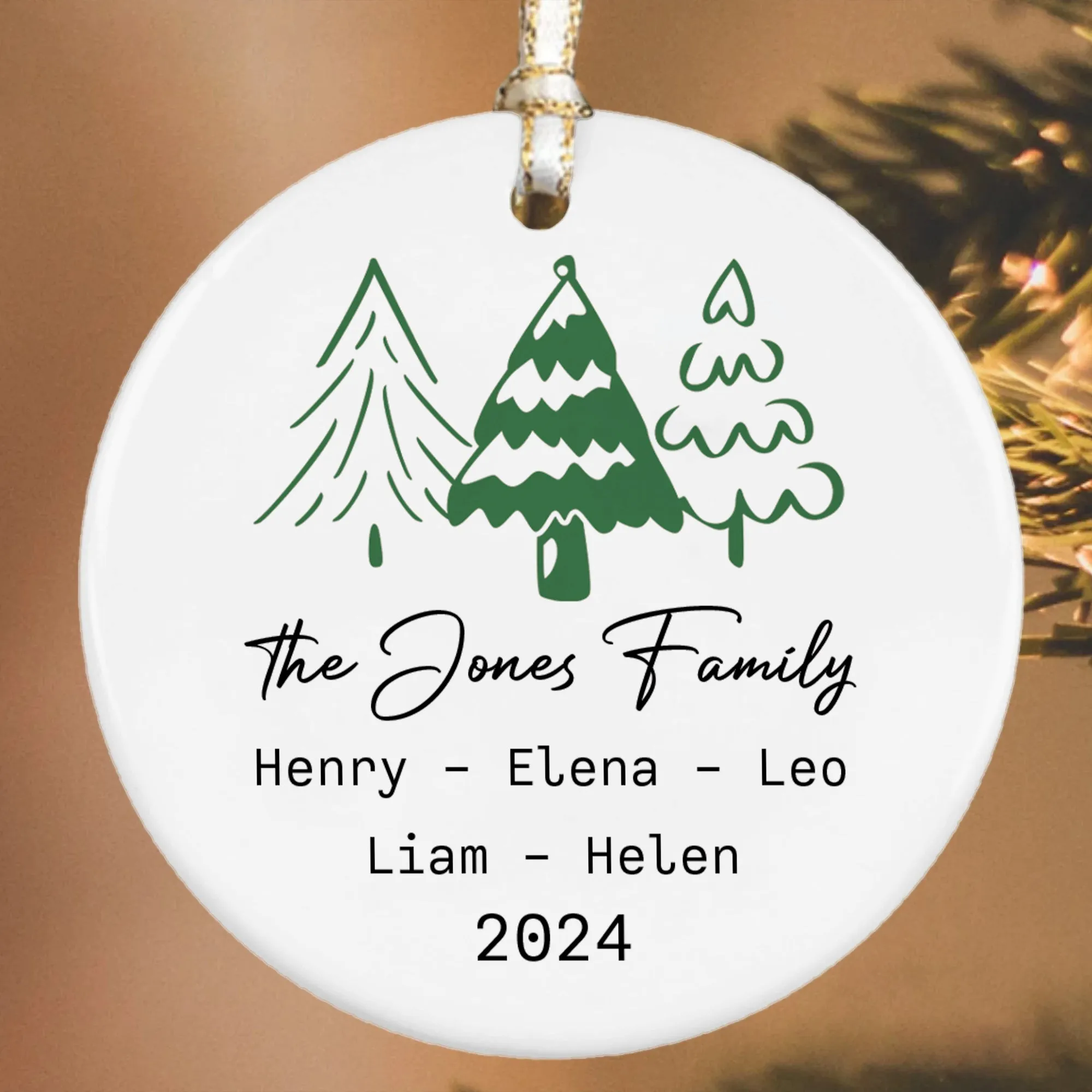 Personalized Family Ornament, Custom Xmas Tree Ornament CX01-27