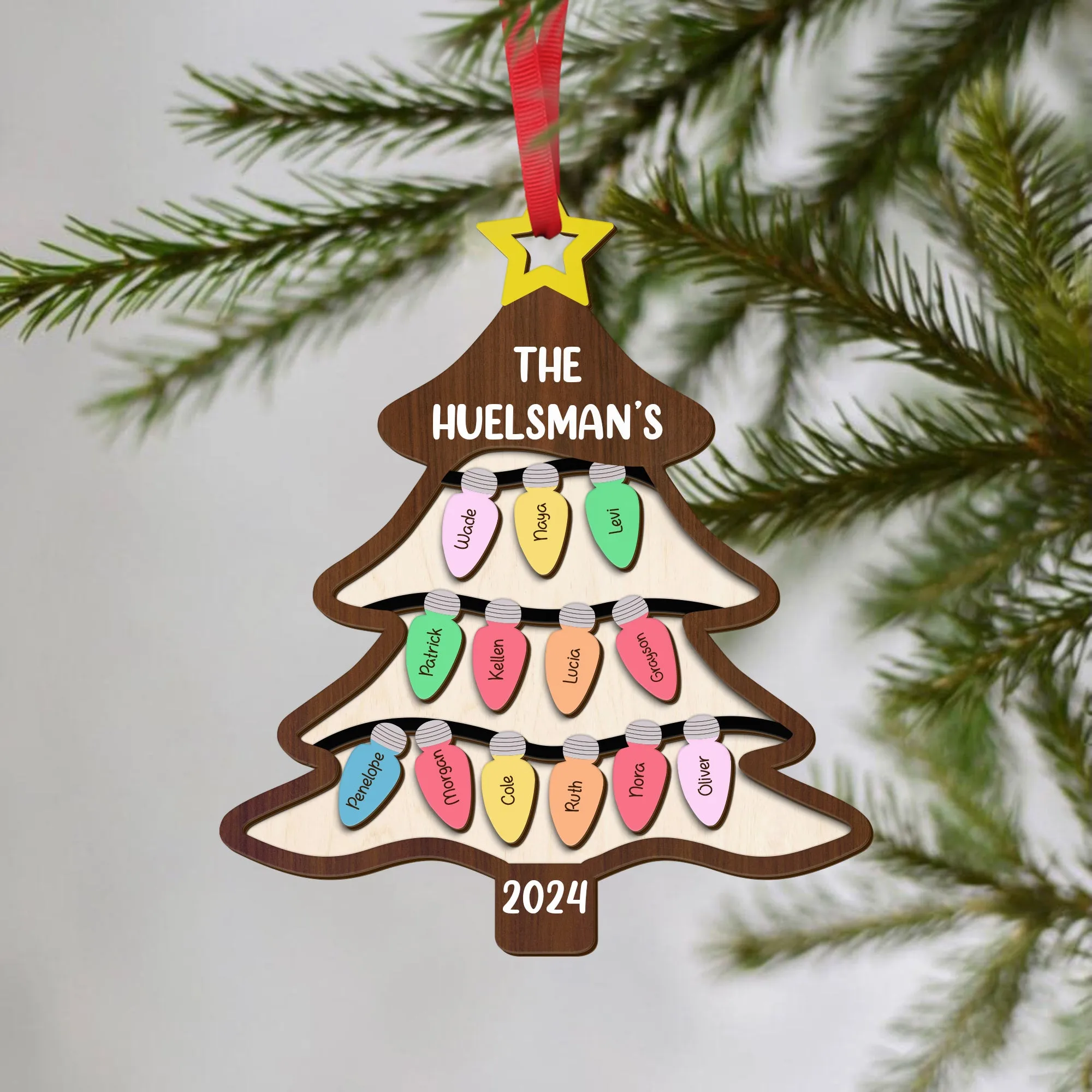 Personalized Family Tree Ornament With Names, Custom Family Christmas Ornament CF319