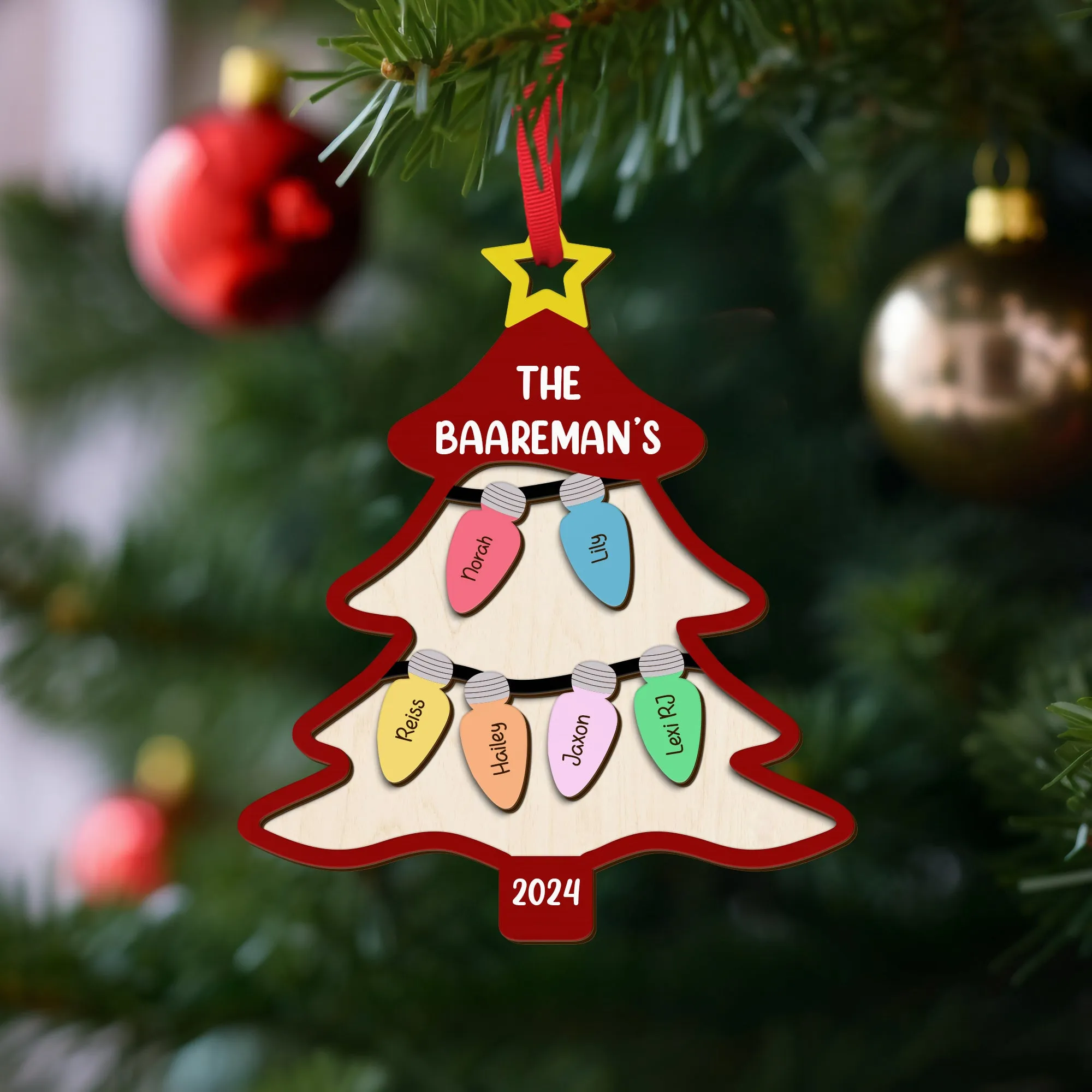 Personalized Family Tree Ornament With Names, Custom Family Christmas Ornament CF319