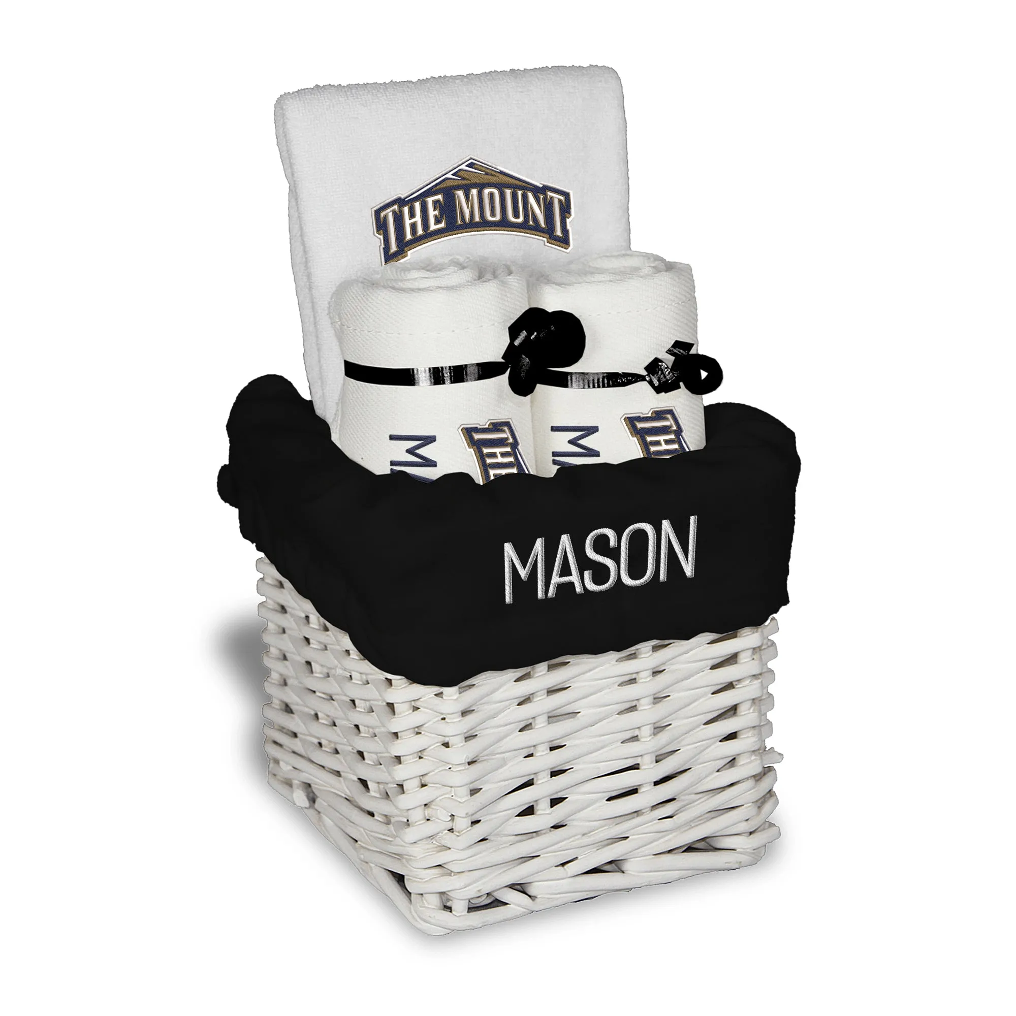 Personalized Mount St. Mary's Mountaineers Small Basket - 4 Items