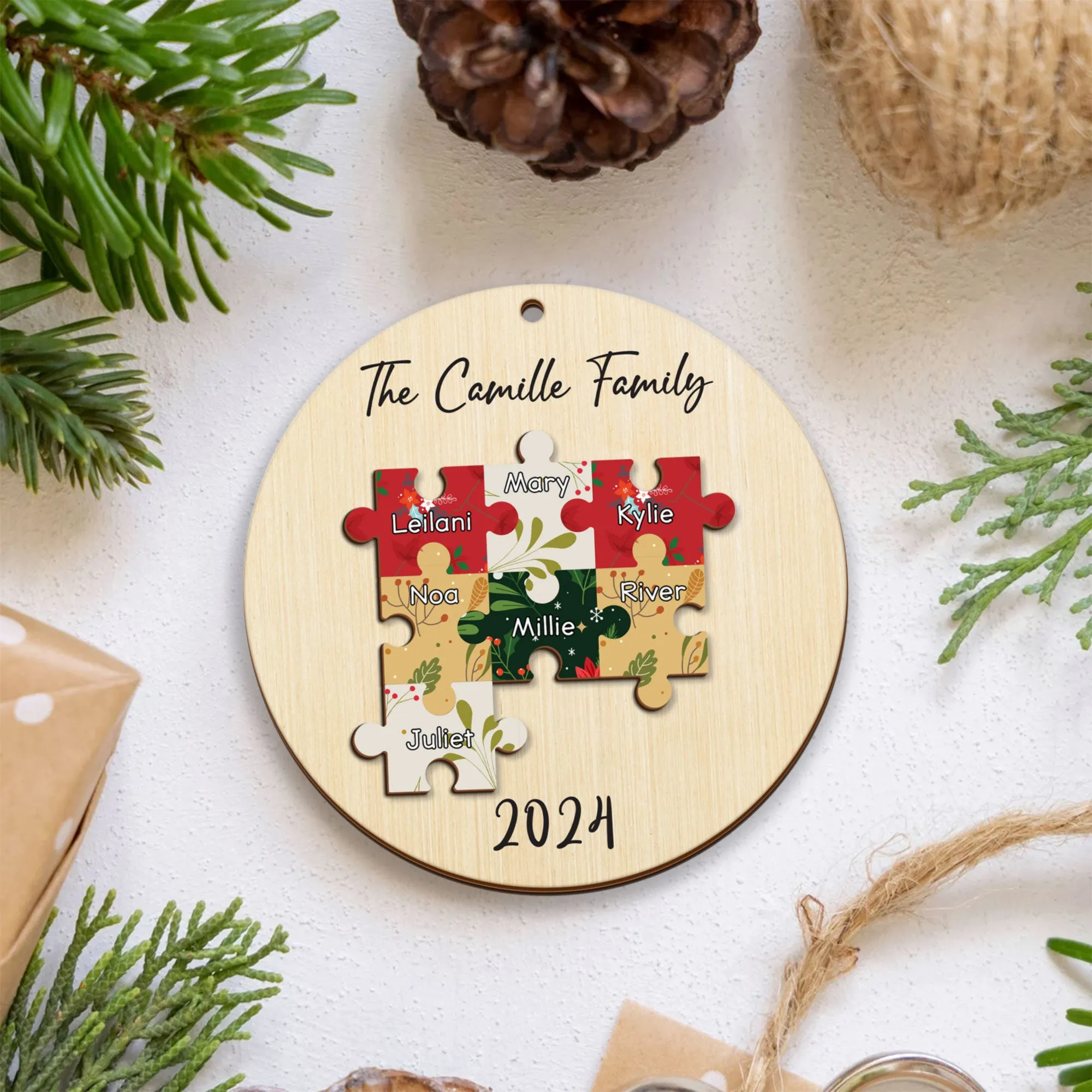 Personalized Puzzle Family Ornament, Christmas Ornament, Custom Ornament CF203