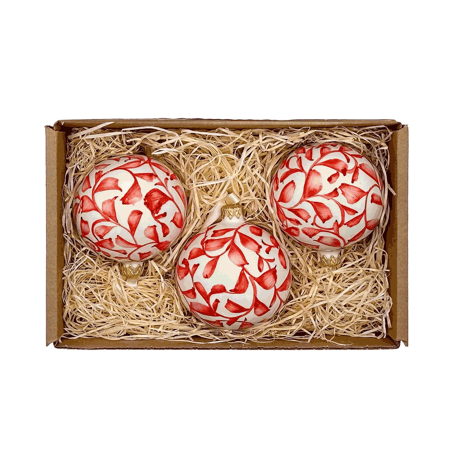 Red Scroll Christmas Baubles (Set of 3)