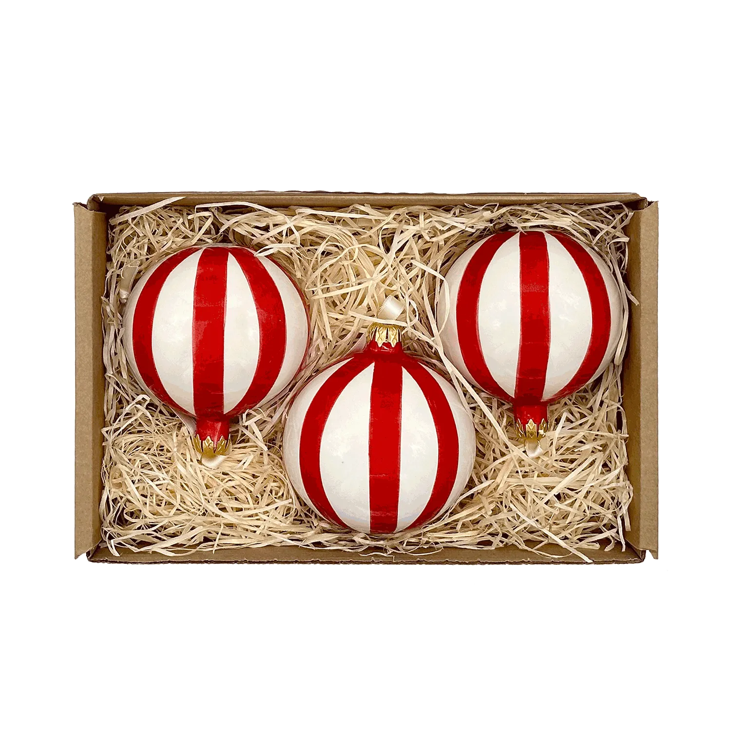 Red Stripes Christmas Baubles (Set of 3)