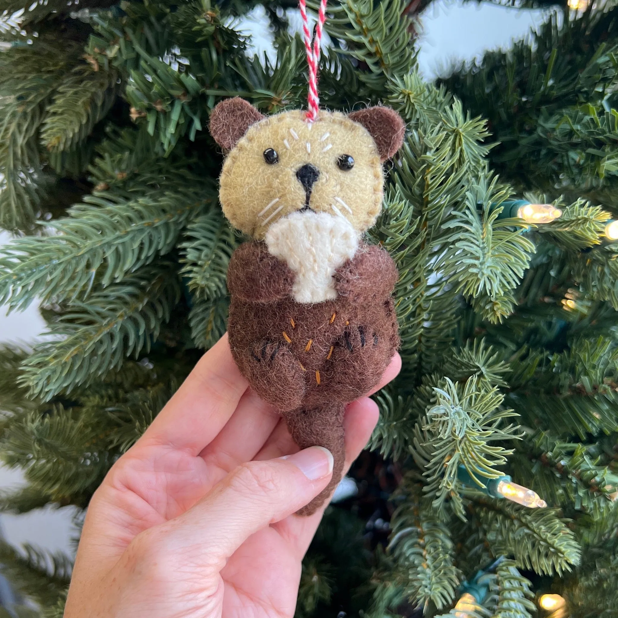 Sea Otter Ornament, Felt Wool