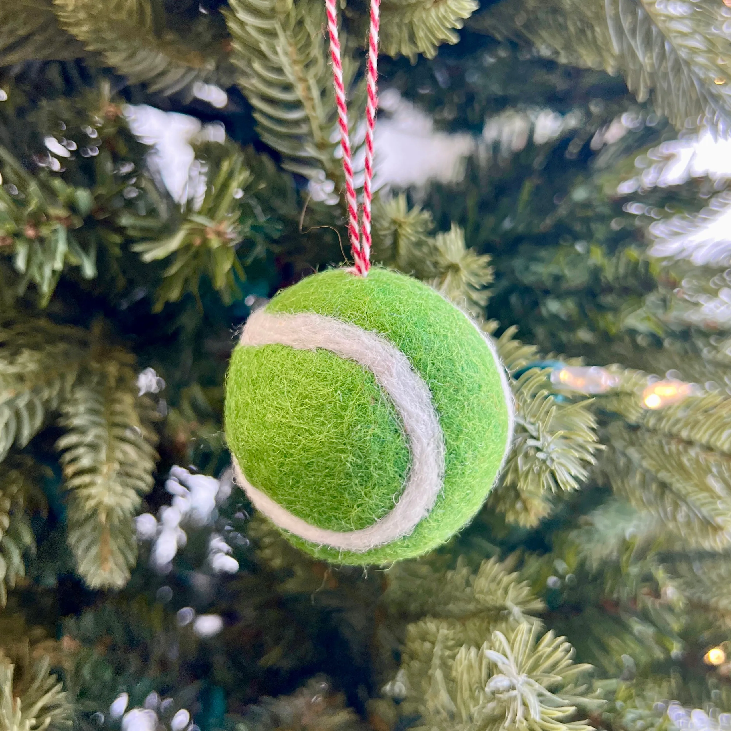 Tennis Ball Ornament, Felt Wool