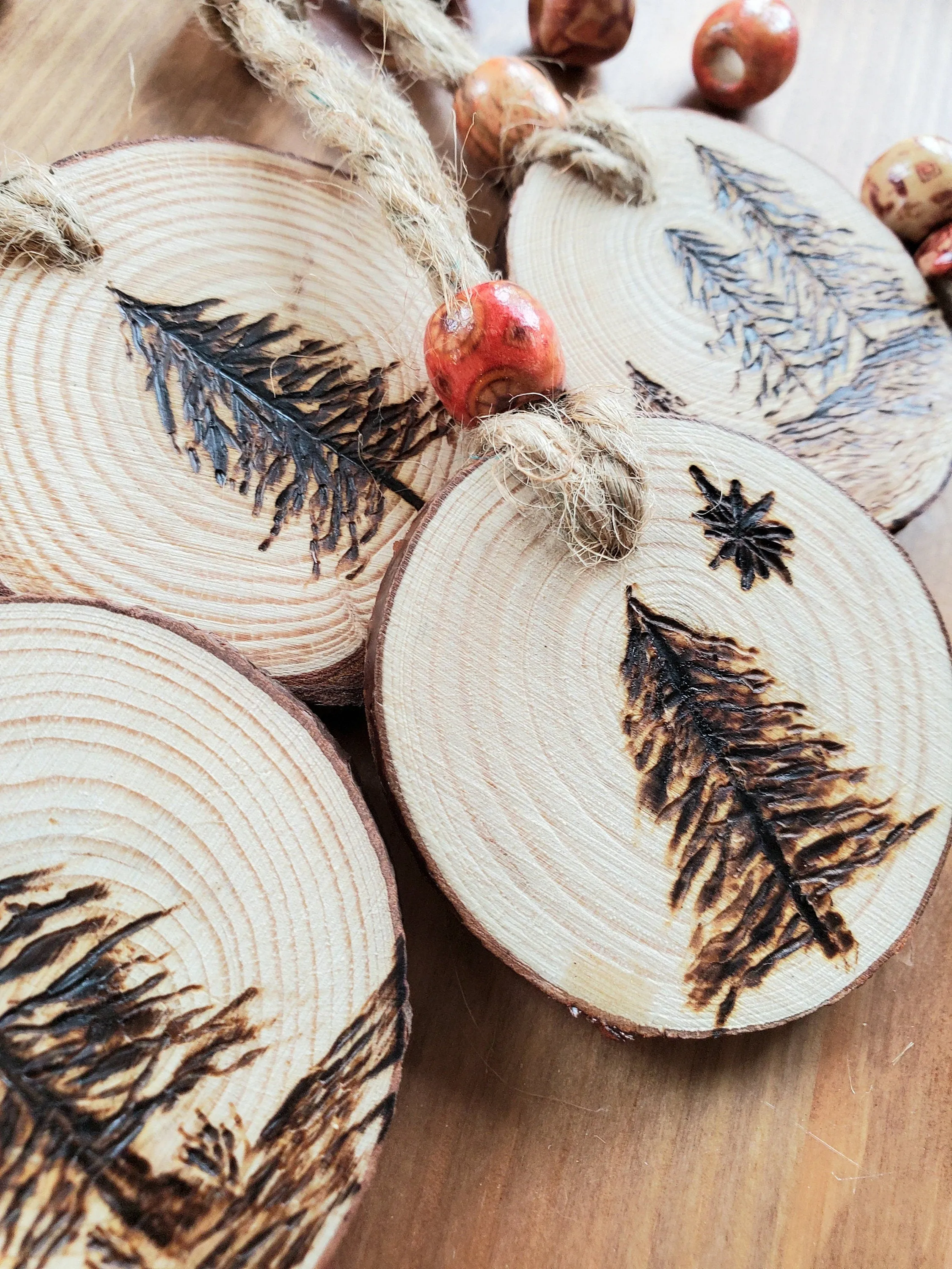 Unique Handcrafted Wood Burned Ornaments - Multi-Pack - Perfect for Christmas Decorations