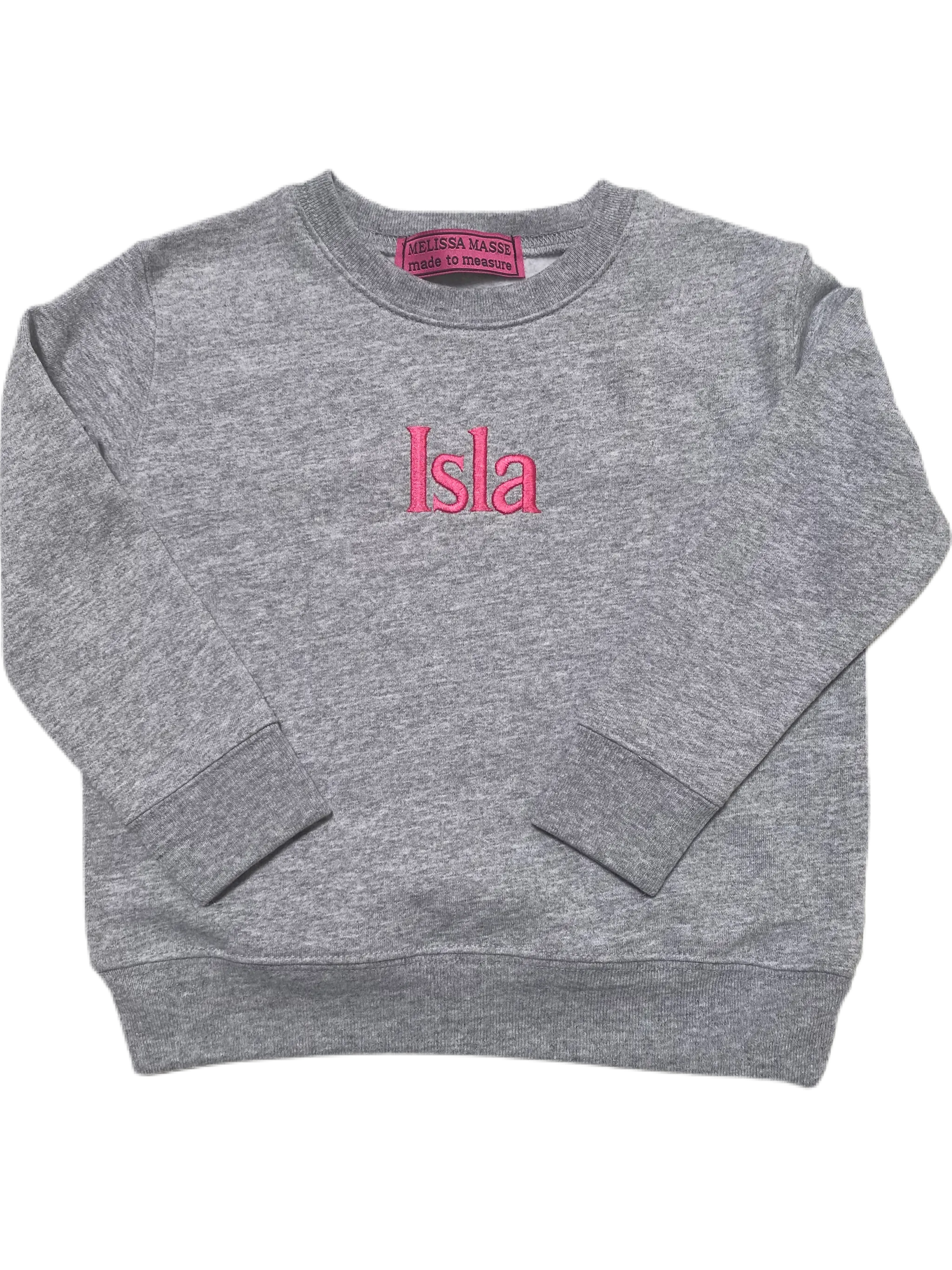 Youth size Pullover sweatshirt with personalized with embroidered monogram or Name